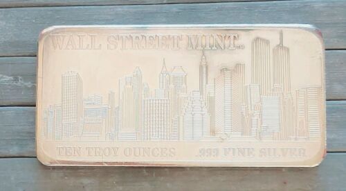 USA 2002 10 Troy Oz .999 Silver Bullion Twin Towers NY - Wall Street Mint - UNC - Afbeelding 1 van 2