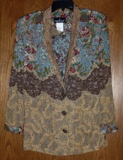 CAROLE LITTLE - BOHO RETRO NOTHING MATCHES RAYON BLAZER JACKET - PETITE 2P