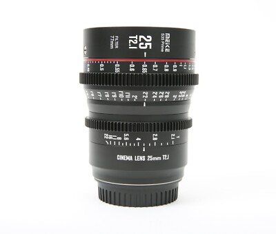 Meike 25mm T2.1 Super 35 Prime Cinema Objektiv für Canon EF-Mount mit beiden Kappen