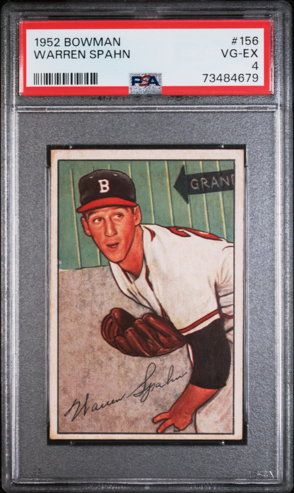 1952 BOWMAN #156 WARREN SPAHN PSA 4
