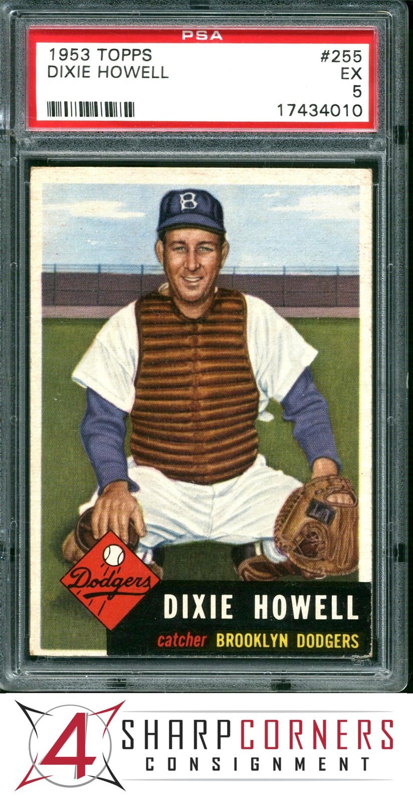 1953 TOPPS #255 DIXIE HOWELL DODGERS PSA 5