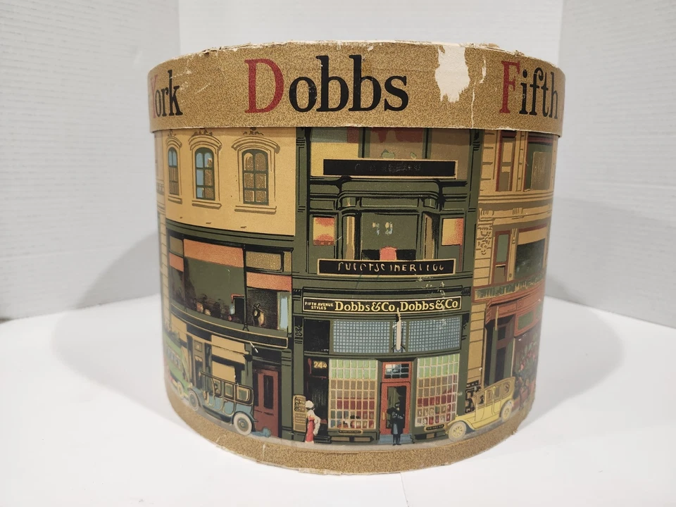 Raro Ovalado De Colección Dobbs Quinta Avenida Sombrero Caja Nueva York 14.5"x12.5" Ciudad de Nueva York Foto 2 de 4