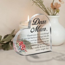 2D 1PC Heart Acrylic Plaque Decor Gift for Mom From Daughter and Son 4 4 Decor