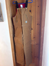 Carhartt Men's Brown Canvas Insulated Quilt-Lined Bib Overalls R38-BRN