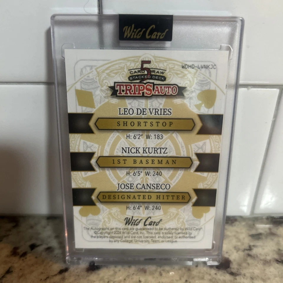Leo De Vries / Nick Kurtz /  Jose Canseco Triple Auto Wild Card Stacked Deck   - Image 2 of 2