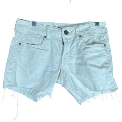 American Eagle Womens Shorts White Fringe Cut Off Low Rise Shortie Stretch 8