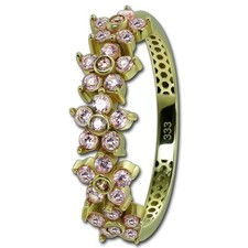 GoldDream Gold Ring Blumen Gr.58 Zirkonia rosa 333er Gelbgold GDR544Y58