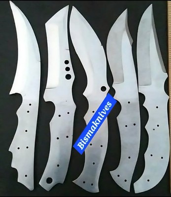 LOT OF 5 CUSTOM HANDMADE CARBON STEEL FULL TANG BLANK BLADES HUNTING KNIVES 7 IN