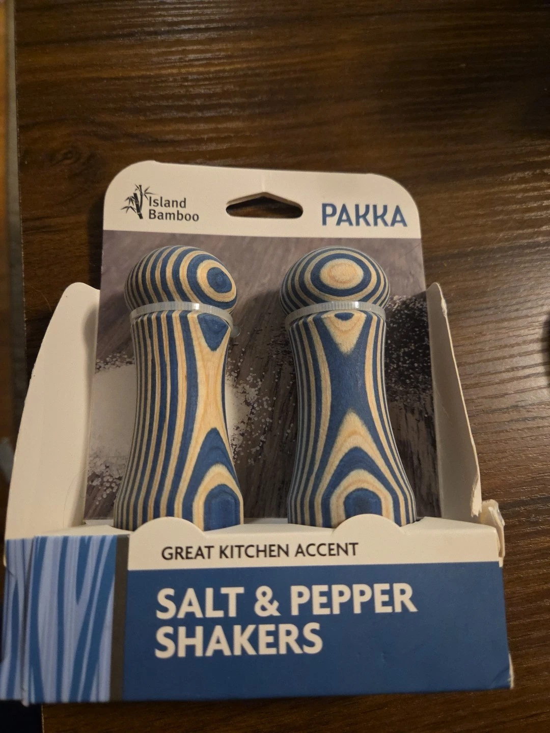 Island Bamboo Pakkawood Salt and Pepper Shaker Set NEW