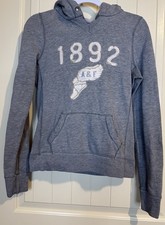 ABERCROMBIE  FITCH GRAY 1892 Y2K HOODIE HOODED SWEATSHIRT VINTAGE Sz M