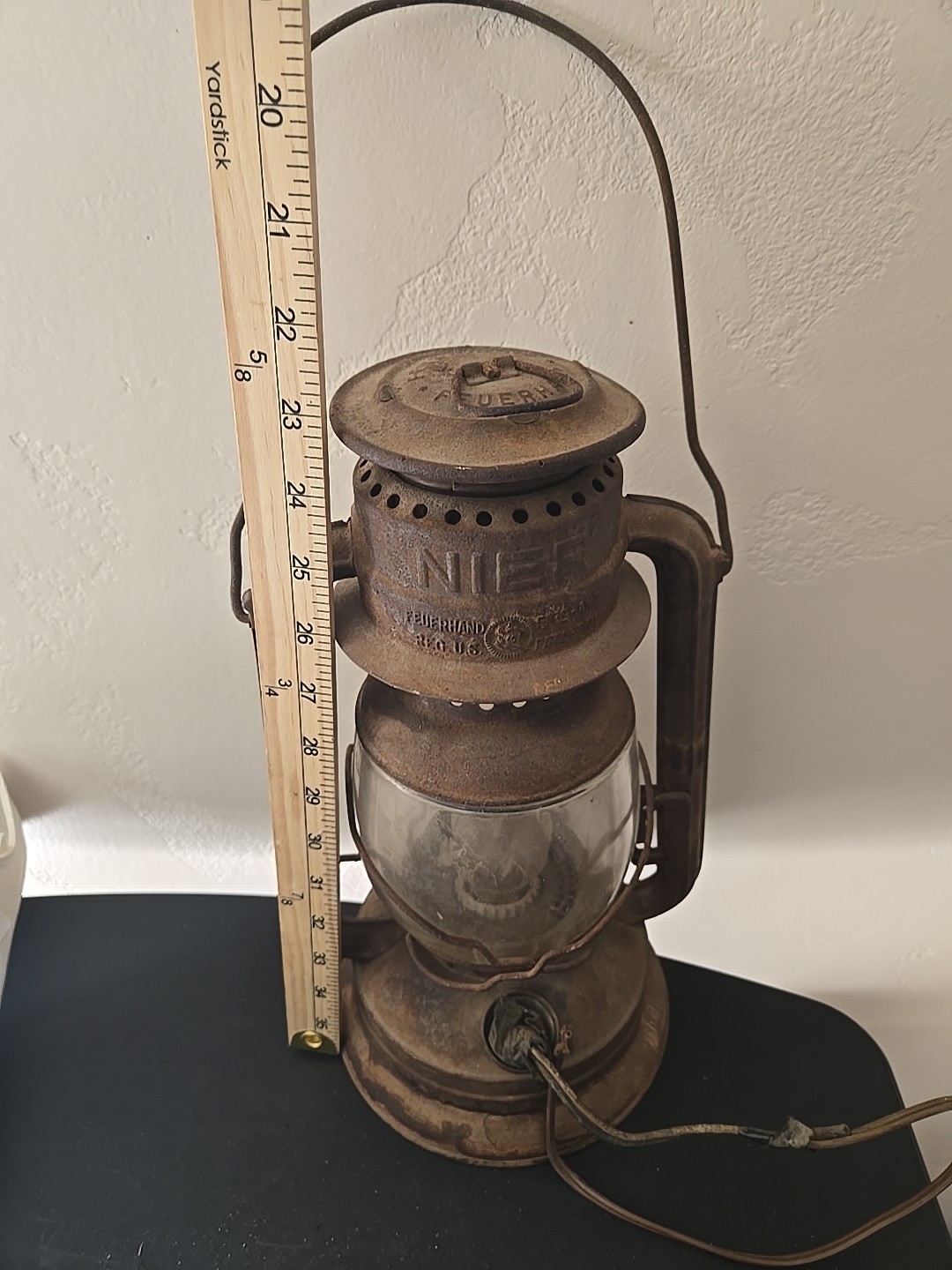 Vintage Nier Feuerhand 260 Lantern Germany Kerosene Oil Lamp Wired Globe WWII