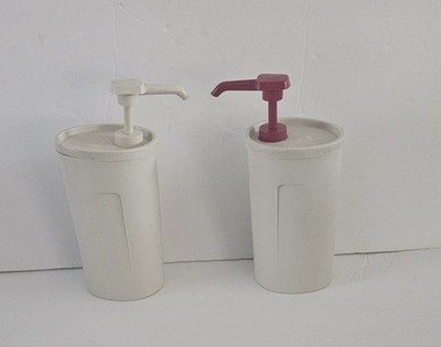 Vtg Tupperware Pump Dispensers Condiments Ketchup Mayo Set Of 2