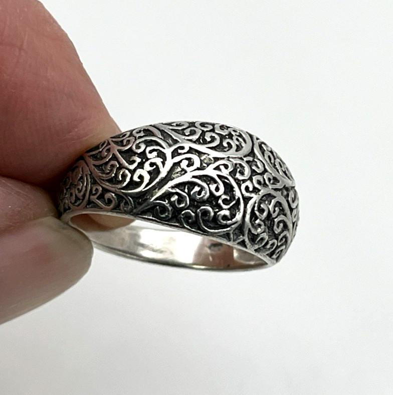 UPSCALE SCROLL size 9.5 Dome RING solid sterling … - image 1