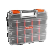 34-Compartment Double-Sided Parts Organizer - Two-Sided PP Hardware Box