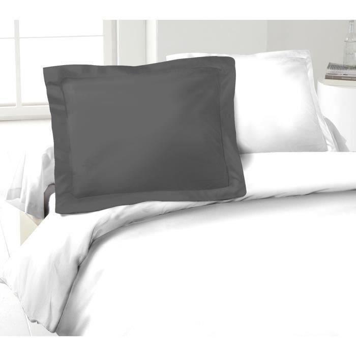 Taies d'oreiller 50x70 cm gris foncé en coton pour lit double