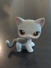 Vintage Littlest Pet Shop LPS Shorthair Short Hair Cat 138 Grey White Kitten