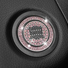 Push Start Button Cover Bling Car Accessories for Women Rhinestone Car Pink