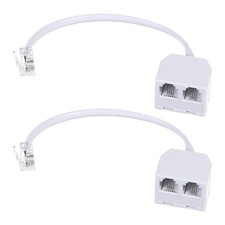 2 Pack Two Way Telephone Splitters RJ11 Male to Dual Female Cable 6P4C Phone ...