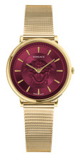 Versace Watch V-Circle VE81024/19 Gold Steel 38mm Red Dial Swiss Quartz WR 50m