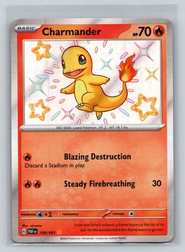 Pokemon Card Charmander 109/091 Paldean fates Baby Shiny Holo Rare