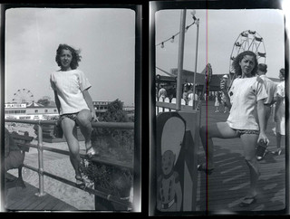 LQQK 2 vintage 1949 negative SWELL GAL POSED AT ATLANTIC CITY NJ. #8