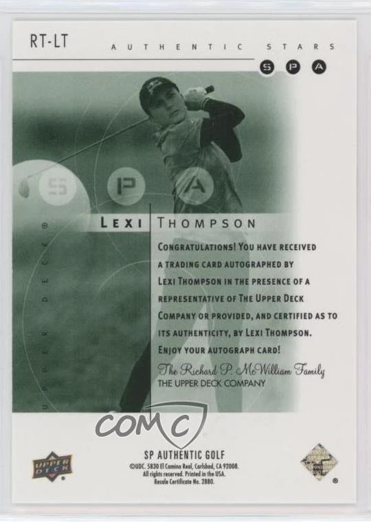 2021 SP Authentic 2001 Retro Tribute Rookie Autos /99 Lexi Thompson Auto RC - Image 2 of 2