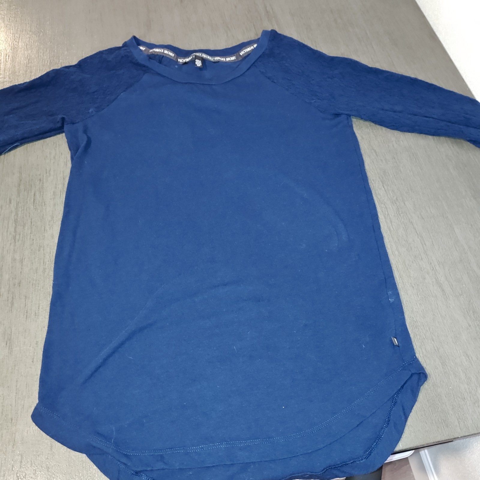 Victoria Secret Woman's Royal Blue Blouse Lace Sleeves Size S