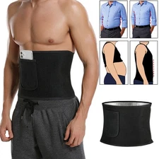 Men Sauna Waist Trainer Trimmer Sweat Belt Workout Body Shaper Sport Gym Girdle