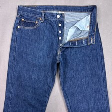 Levis 501 Jeans Mens 34x34 Blue Denim Pant Button Fly Faded Work Dark Tag36x34