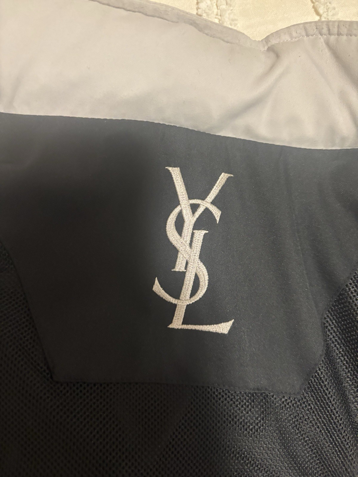 YSL SAINT LAURENT-SIZE M-MENS DARK NAVY HARRINGTON ZIP UP SPRAY JACKET Y2K image 10