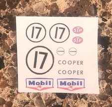 1/32 WHITE SILVER Strombecker COOPER Slot Car Waterslide DECAL SHEET 17