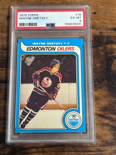1979-80 TOPPS WAYNE GRETZKY ROOKIE HOCKEY CARD RC #18 OILERS PSA 6 EX-MT HOF