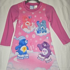 Vintage 2004 Little Girls Carebear Nightgown Pajamas Pink Long Sleeve Sz. Sm 4/5