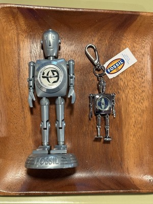 Vintage Fossil Watch Keychain BG-1004 And Stan Big Tic Robot Man