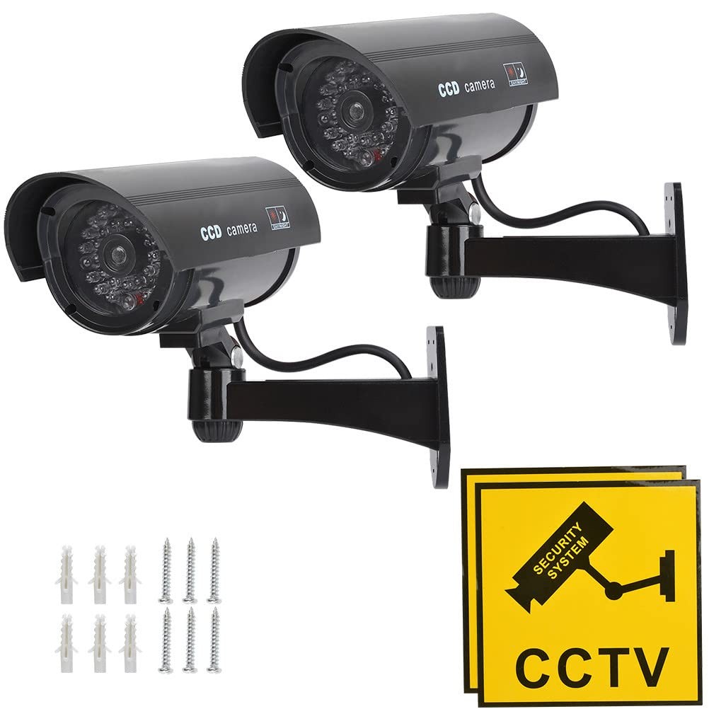 2 Videocamere Finte da Esterno con Luce LED - Sicurezza Famiglia