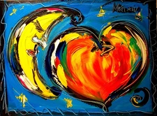 MOON HEART   ORIGINAL ABSTRACT BY KAZAV  Landscape Painting on Stretched fF4E3f