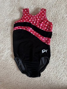 GK Elite Black Velvet Red Gymnastics Leotard Size Child small CS