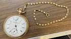 Antique Illinois Pocket Watch with Chain #1272573-GOLD TONE-WINDUP