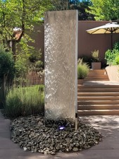 Stainless Steel Water Wall Staffora 1.8m Garden Water Feature with Reservoir LED