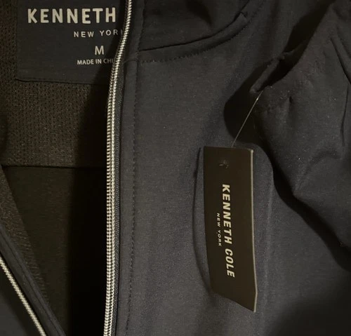 Kenneth Cole Jacket Mens Medium Navy Zip Pockets Fleece Lined Softshell image 2