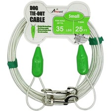 25FT Reflective Tie Out Cable for Small Dogs Up to 35LBS Pet Stake Tether Leash