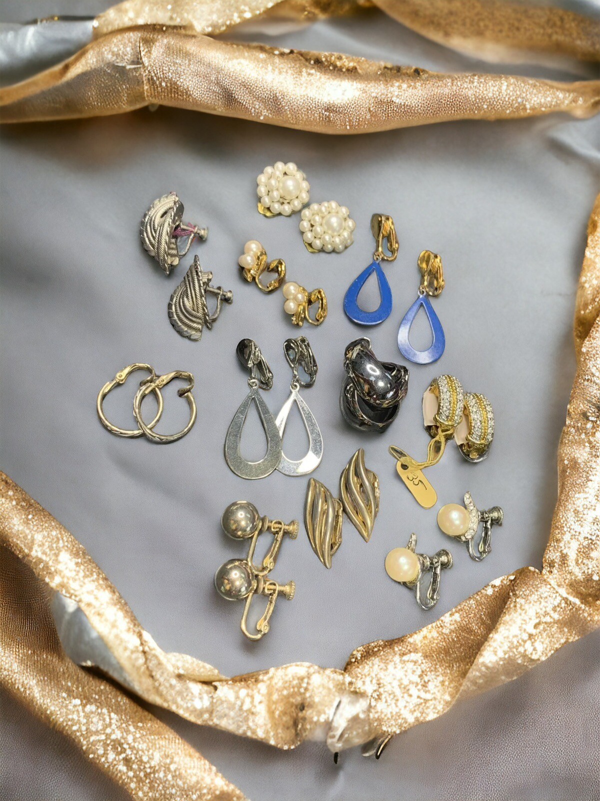 Wearable Vintage Clip Earring Lot Of 11 Assorted Gold Silver Some Signed eBay