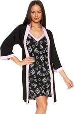 bebe Womens Nightgown Chemise and Short Robe Pajama Set, Matching Pajamas for Wo