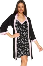 bebe Womens Nightgown Chemise and Short Robe Pajama Set, Matching Pajamas for Wo