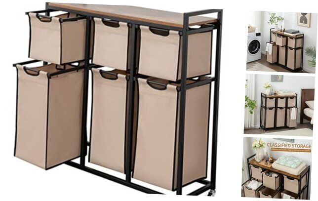 Laundry Basket Organizer, Hampers for Laundry Laundry Hamper 6 Compartments