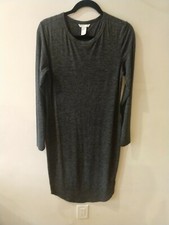 H&M knit jersey body con gray dress size small sheath grey