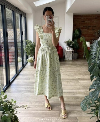 H&M Conscious Wildflower Floral Print Cotton Midi Dress SIZES MEDIUM LARGE  BNWT | eBay