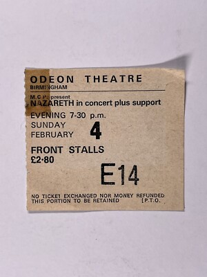 Nazareth Konzertticket Dan McCafferty Pete Agnew Original Odeon Theater 1979