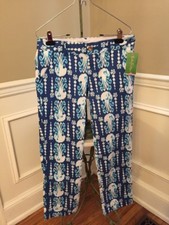 NWT Lilly Pulitzer 128 Indigo Cocoanut Walk Crop Pants Size 2