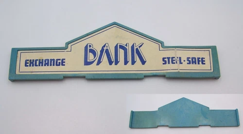 Playmobil (B33c44) Western - Blue Bank Sign 3422 Yellowed - Damaged